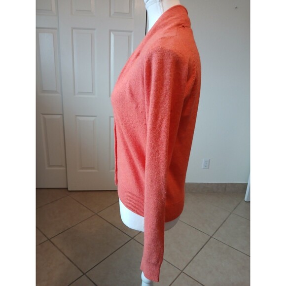 Nougat Womens London Orange Ruched Cropped Shrunken Sweater Lambswool Blend Sz 2 - Picture 5 of 16